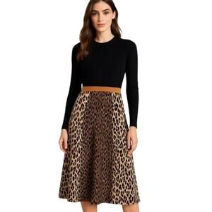 Eliza J Leopard Print Sweater Dress Womenʼs Size Large